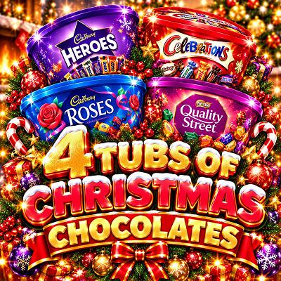 4 TUBS OF CHRISTMAS CHOCOLATES OR £20💰