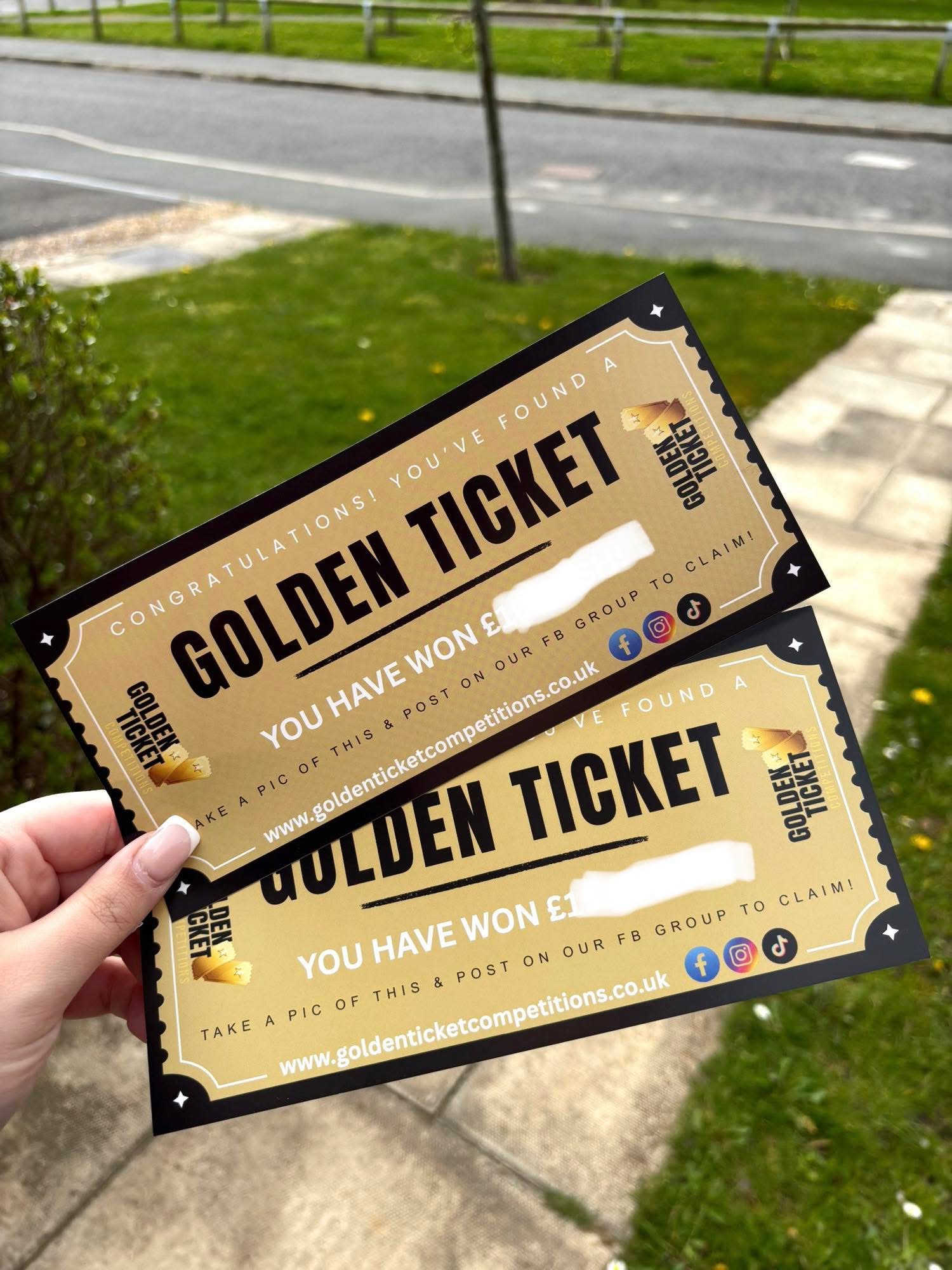 Golden Ticket Competition promotional tickets