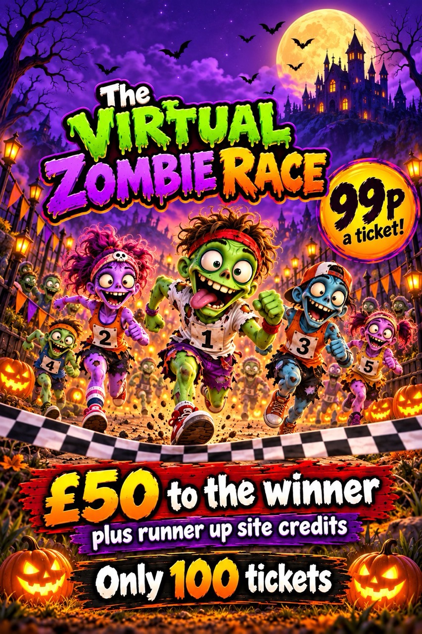 Drawn live on 8/10/26 - £50 to the winner plus runner up site credits