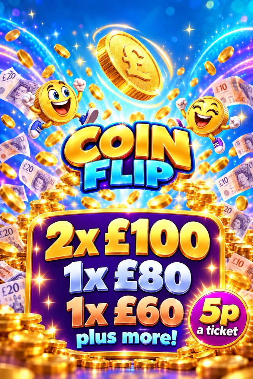 NEW Coin Flip Game - 2x £50 Main Draw Prize Winners - Mini Comp