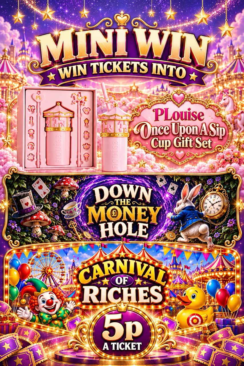Mini Win Tickets into PLouise Cup Gift Set, Down The Money Hole & Carnival of Riches