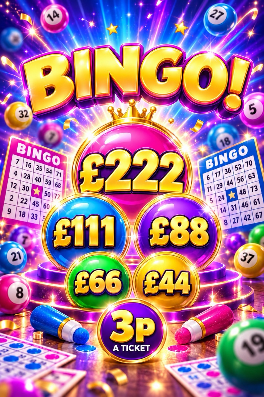 Bingo Game - Mini Comp - £222 Jackpot Prize - £50 Cash & £50 Site Credit Main Draw Prize