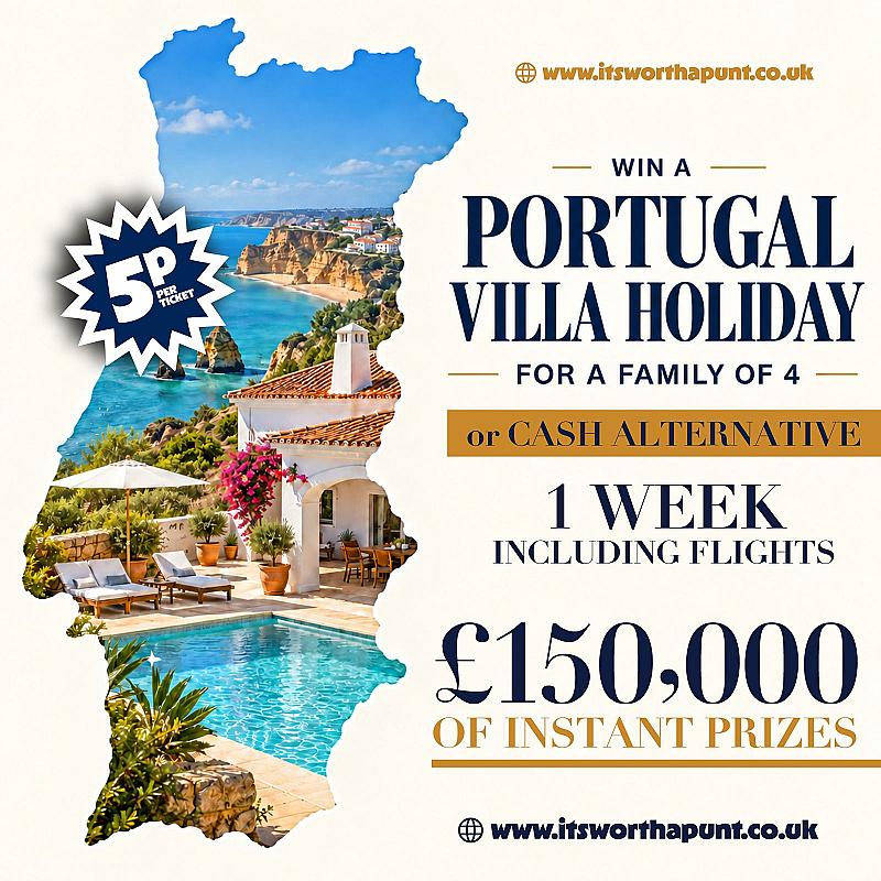 PORTUGAL LUXURY VILLA FOR 4! PLUS £150,000 INSTANT WINS