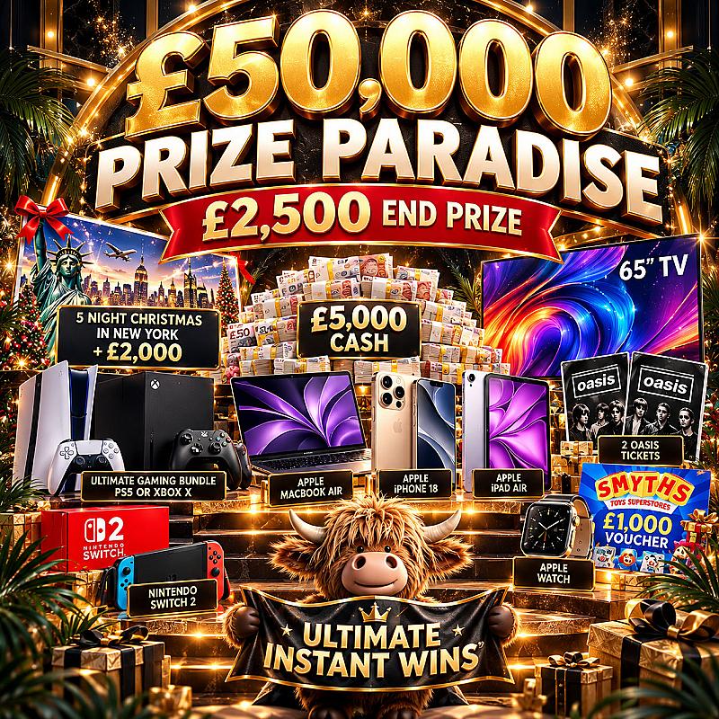 Kilted Prize Paradise - Great Prizes. Exciting Chances & Only 79p To Enter