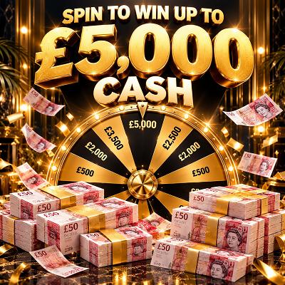 Spin to Win up to £5,000 Cash - 5 spins on the Kilted cash wheel or take the £3,500 Cash Alt