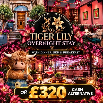 Tigerlilly Junior Suite Overnight stay with DBB or £320 Cash Alt