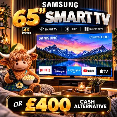  Samsung LED HD Smart TV, 65 inch or £400 Cash Alt