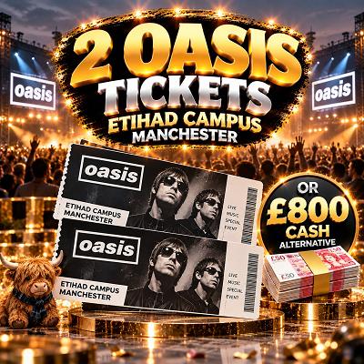 WIN 2 x Oasis Tickets Etihad Campus, Manchester or £800 Cash Alt