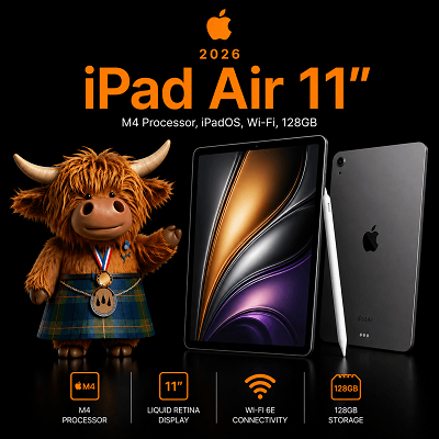 2026 Apple iPad Air 11", M4 Processor, iPadOS, Wi-Fi, 128GB