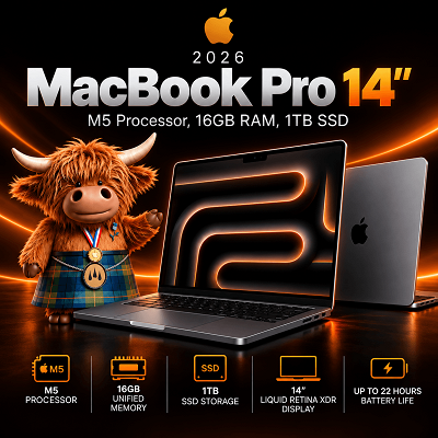 Apple 2026 Apple MacBook Pro 14”, M6 Processor, 16GB RAM, 1TB SSD