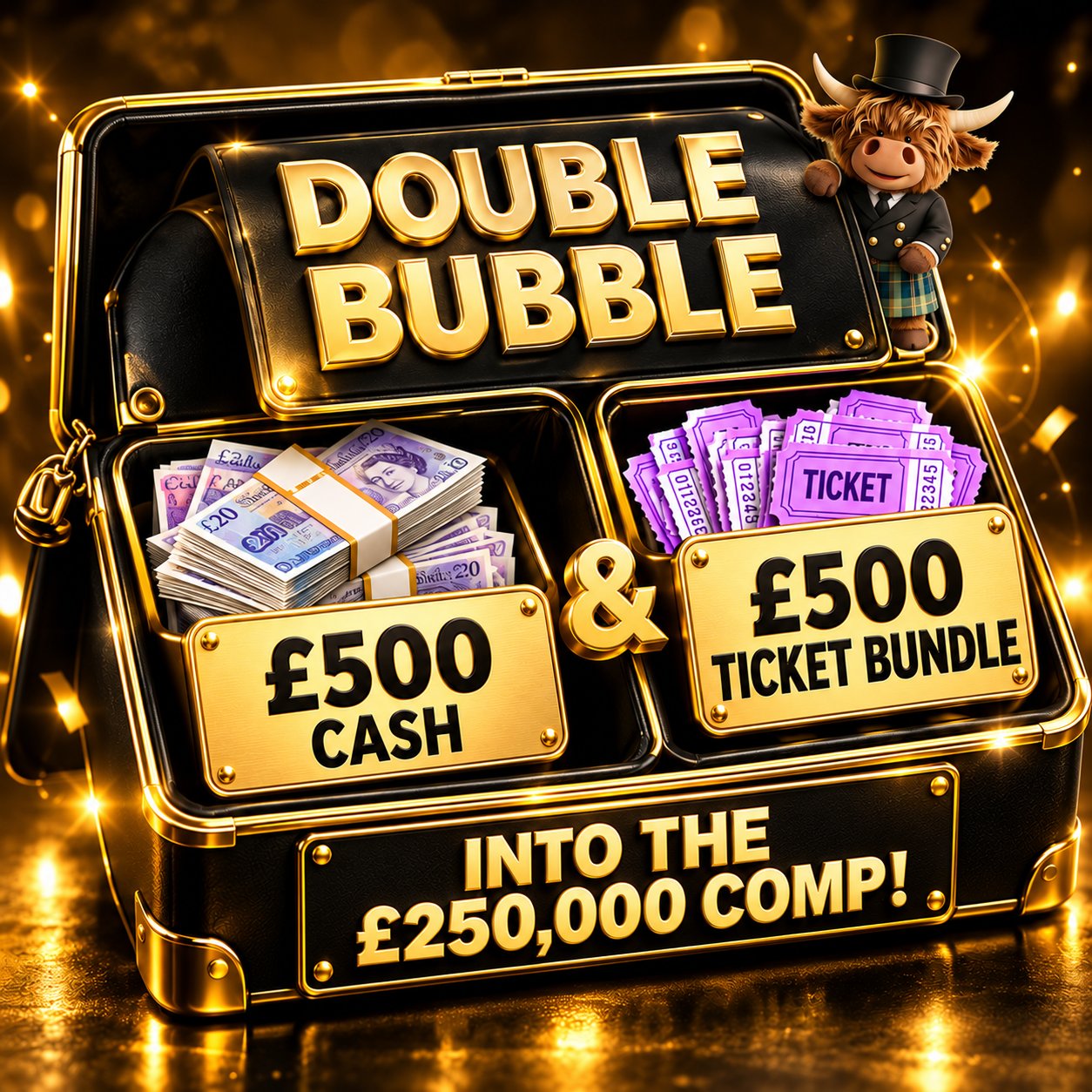 Double Bubble - Win £500 Cash + £500 Ticket bundle into £250,000 Cash Main Draw #4