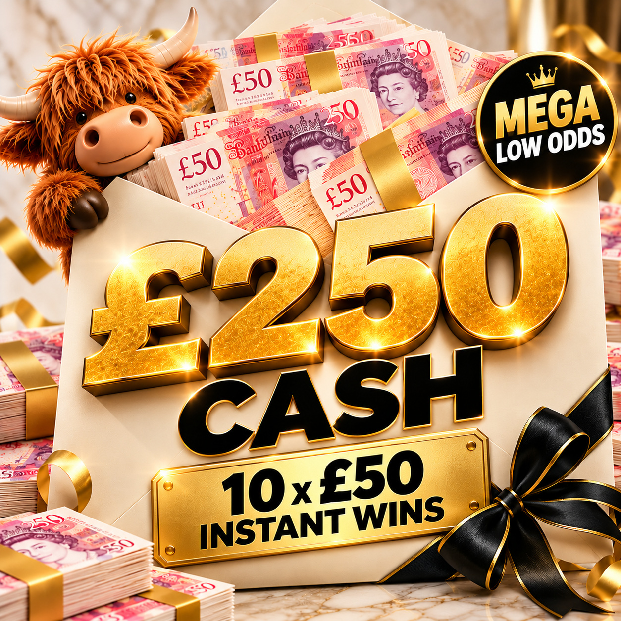 £250 Cash + 10 Instant Wins