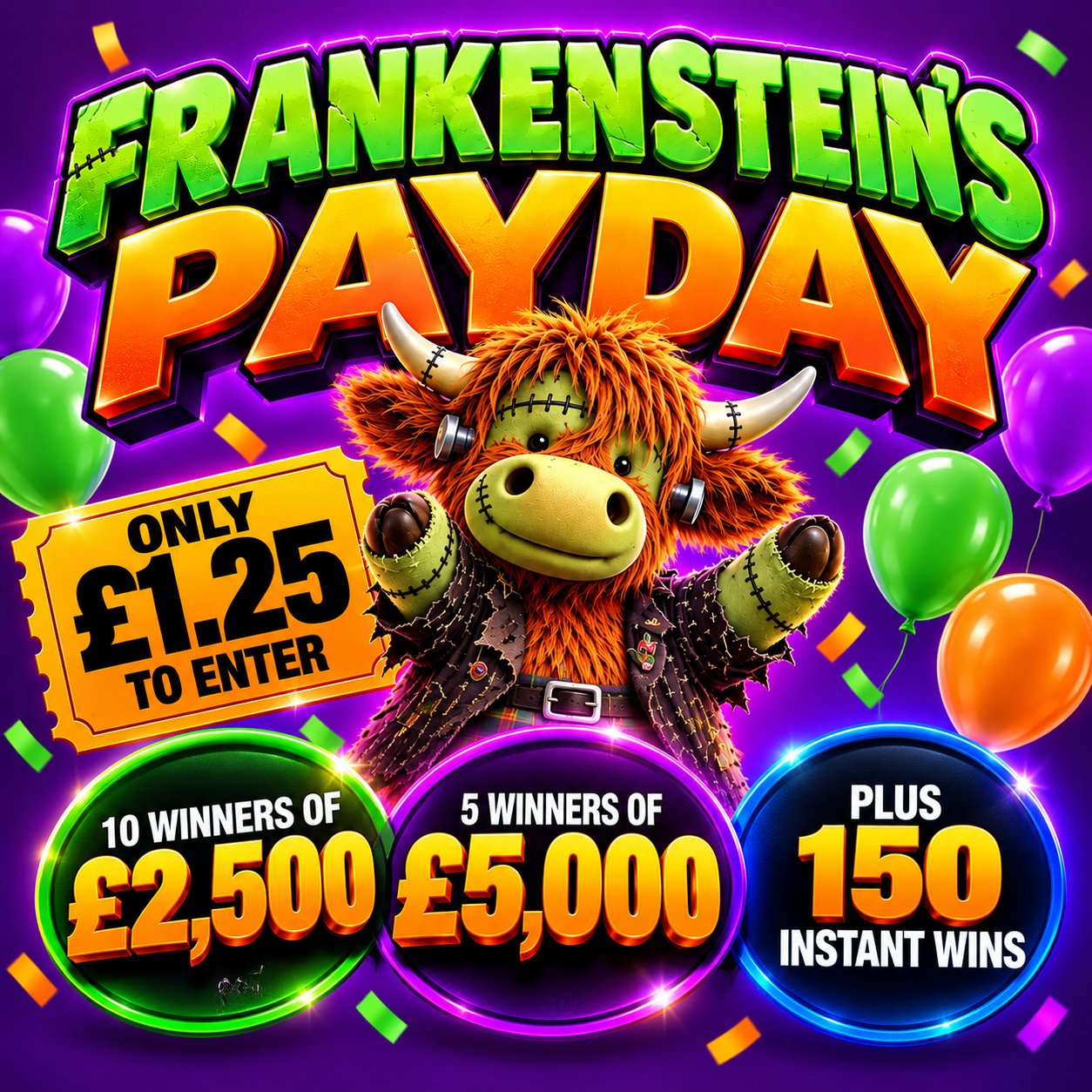 Frankenstein's Payday – £100,000 Prize Pot – Balloon Pop Instant Win!