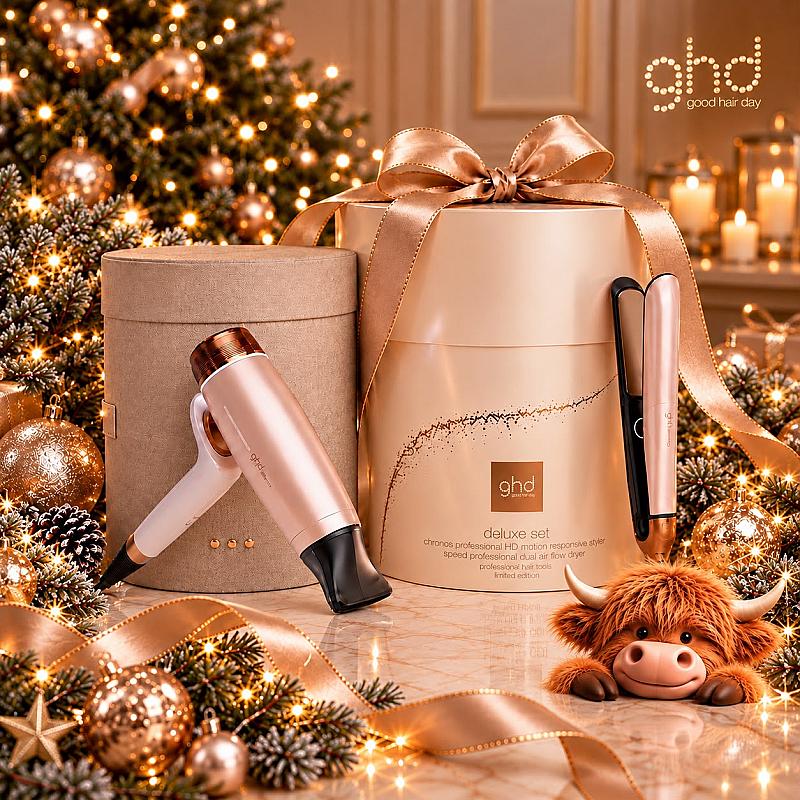 Touch of Christmas Luxury -  GHD Deluxe Hair Dryer and Straightener Gift Set in Cashmere Beige