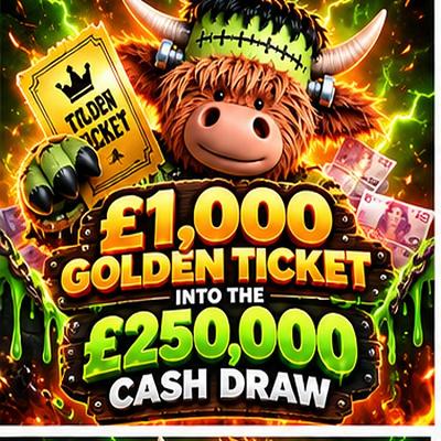£1,000 Golden ticket into the £250,000 Cash draw