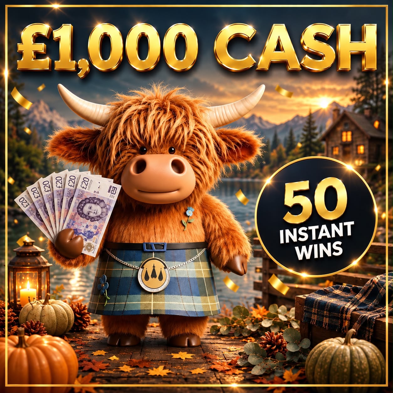 £1,000 Cash Jackpot Plus 50 x £50 Instant wins to find