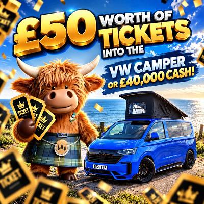 £50 Worth of Tickets Into VW Campervan or £40,000 CASH Main Draw