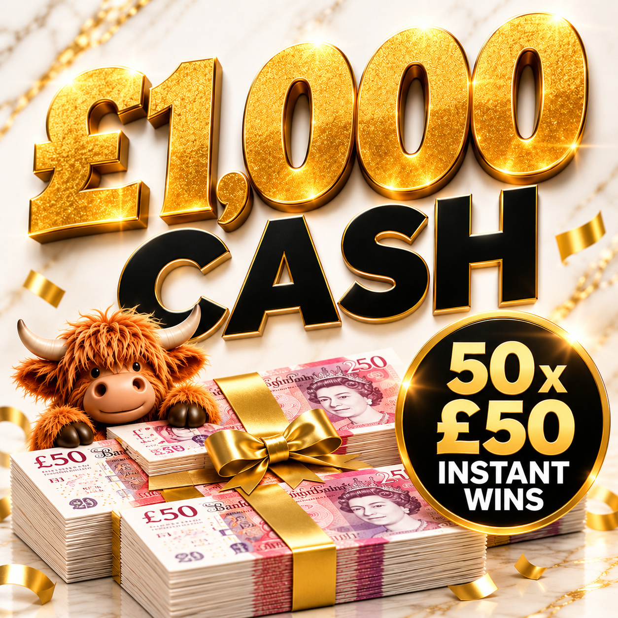 £1000 Cash+ 50 x £50 Instant wins to find