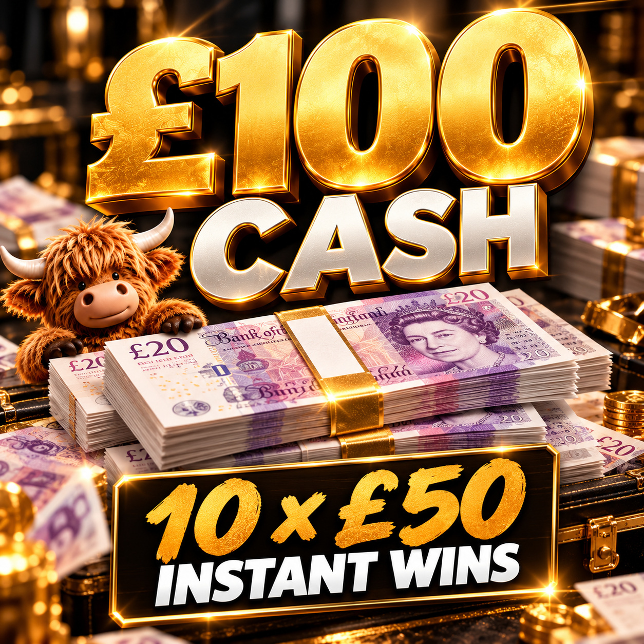 WIN £100 CASH + 10 x £50 Instants to be WON