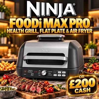 Ninja Foodi MAX Pro Health Grill, Flat Plate & Air Fryer or £200 Cash Alt