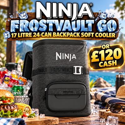 Ninja FrostVault Go 17 litre 24-Can Backpack Soft Cooler or £120 Cash Alt