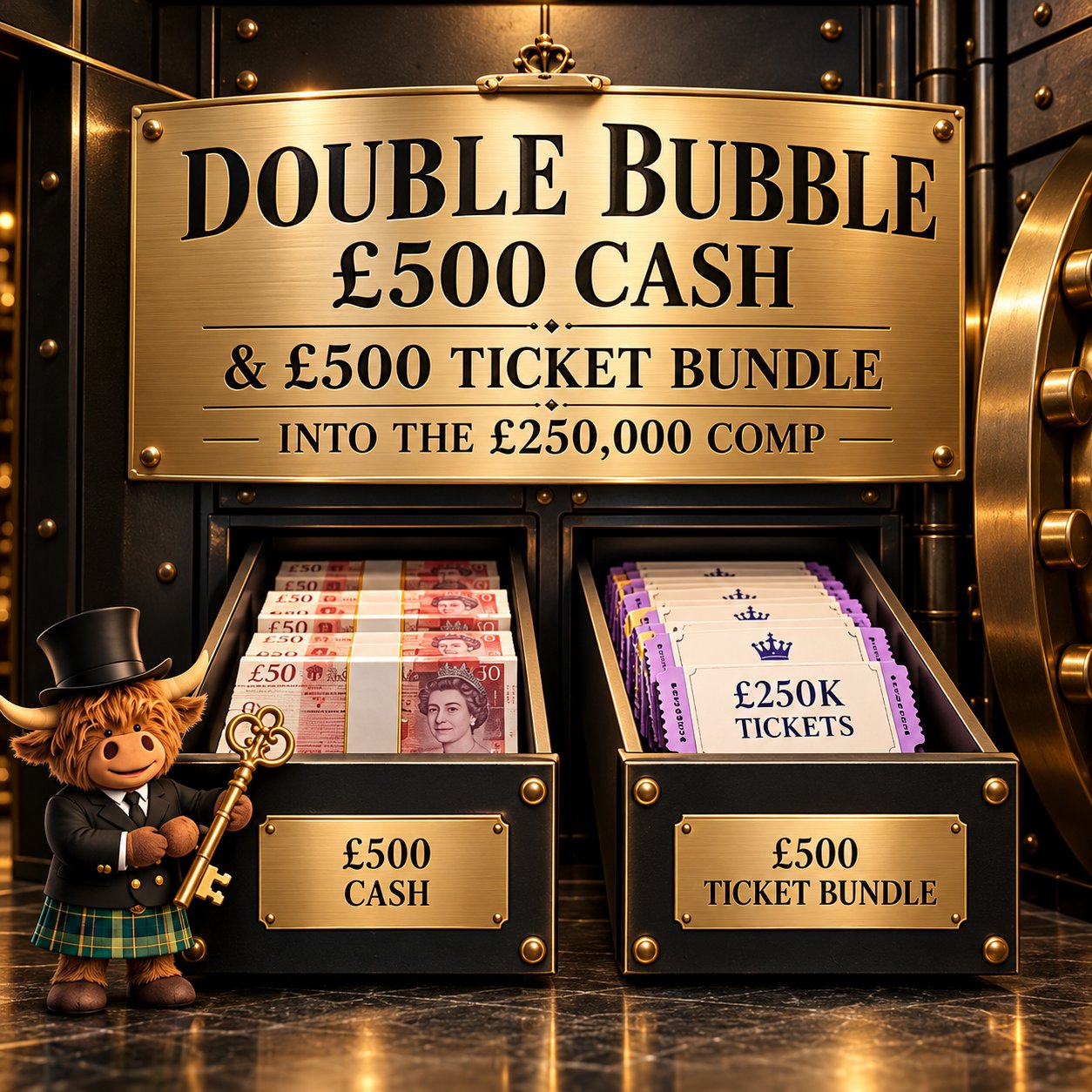 Double Bubble - Win £500 Cash + £500 Ticket bundle into £250,000 Cash Main Draw #2