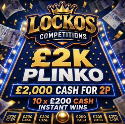 £2K PLINKO! £2,000 CASH 10X £200 CASH INSTANT WINS!