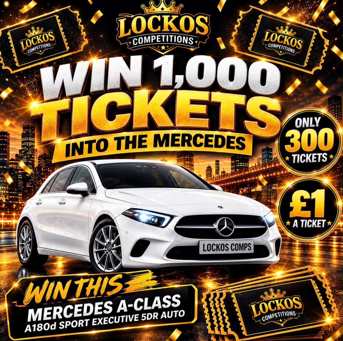 WIN 1,000 TICKETS INTO OUR CAR COMPETITION FOR £1! MEGA LOW ODDS!