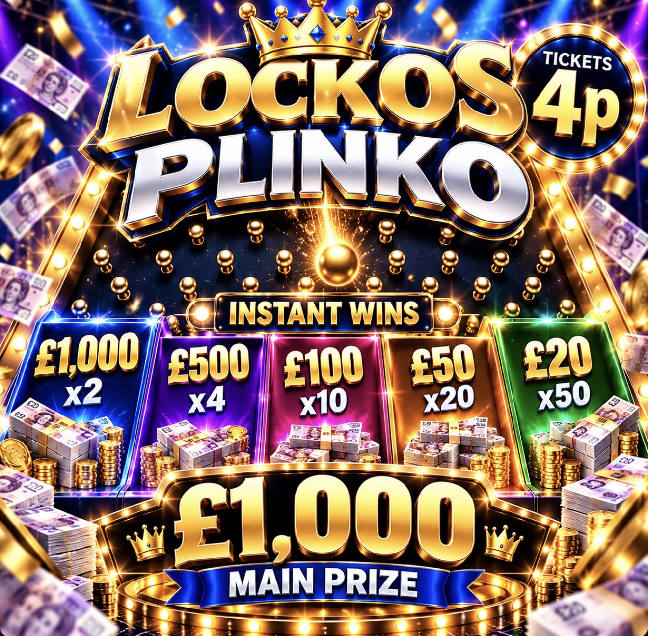 LOCKOS £10,000 PLINKO PRIZE POT! 4P TO WIN A GRAND!