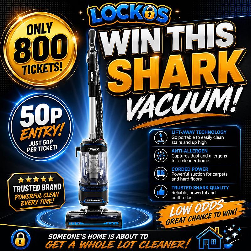 WIN THIS SHARK VACUUM FOR 50P! LOW ODDS!