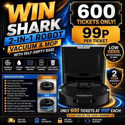 WIN A SHARK 2 IN 1 VACUUM & MOP! 600 TICKET MAX!
