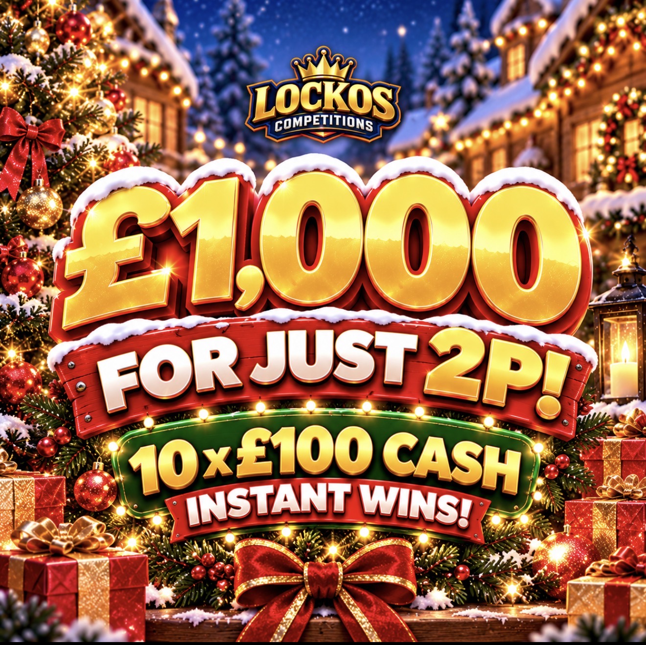 £1000 MAIN PRIZE PLUS 10 x £100 INSTANT WINS! 