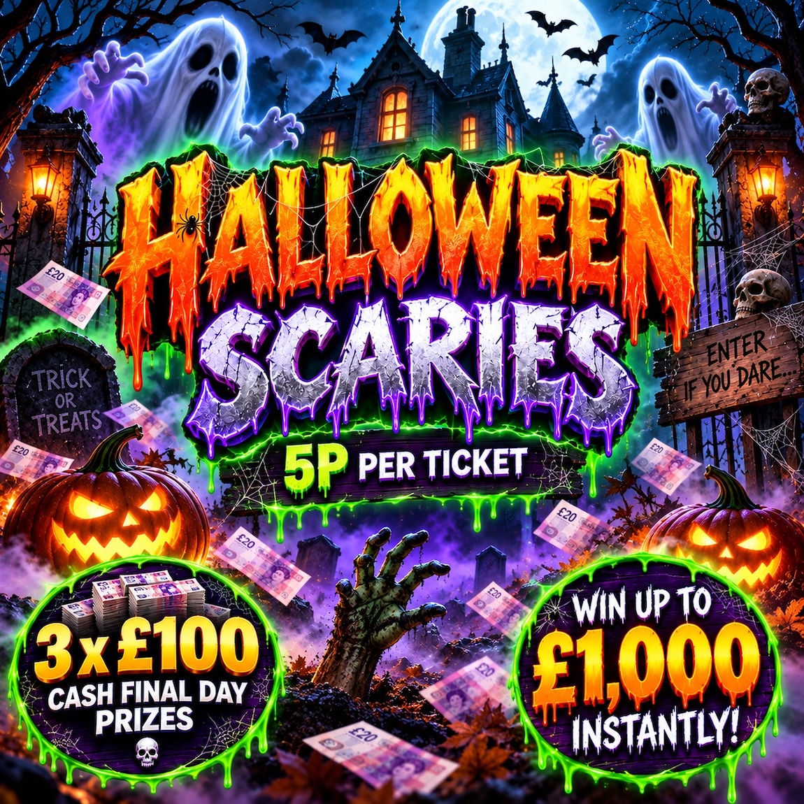 HALLOWEEEN SCARIES WIN UP TO £1000 INSTANTLY