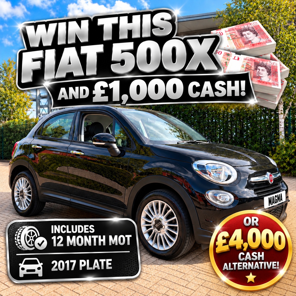 WIN A FIAT 500X + £1,000 CASH FOR JUST £1
