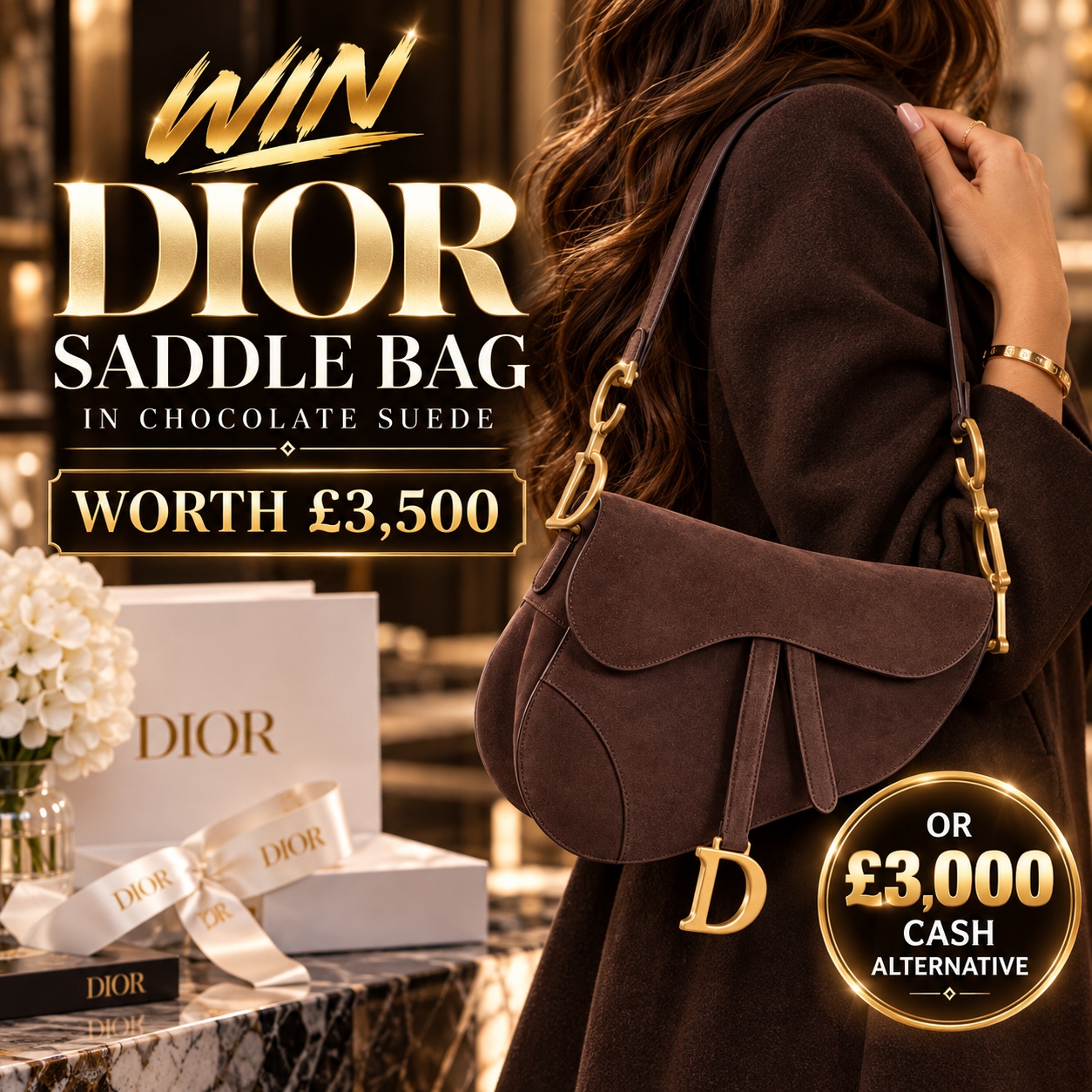 DIOR SADDLE BAG CHOCOLATE SUEDE OR £3,000