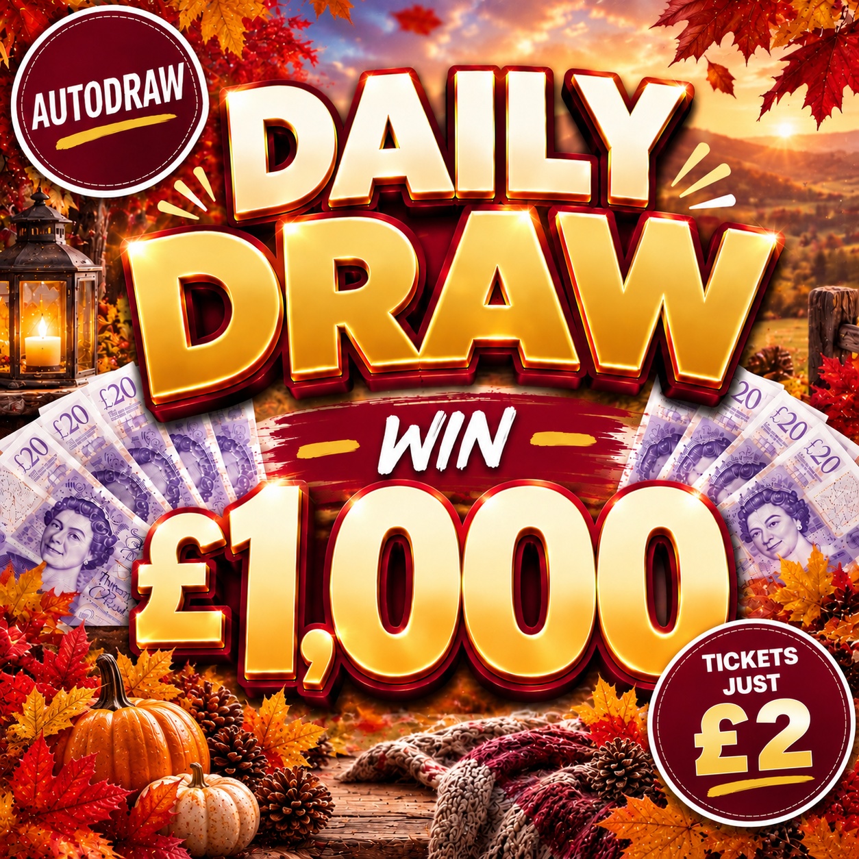 DAILY DRAW £1,000 CASH 5TH OCTOBER 26