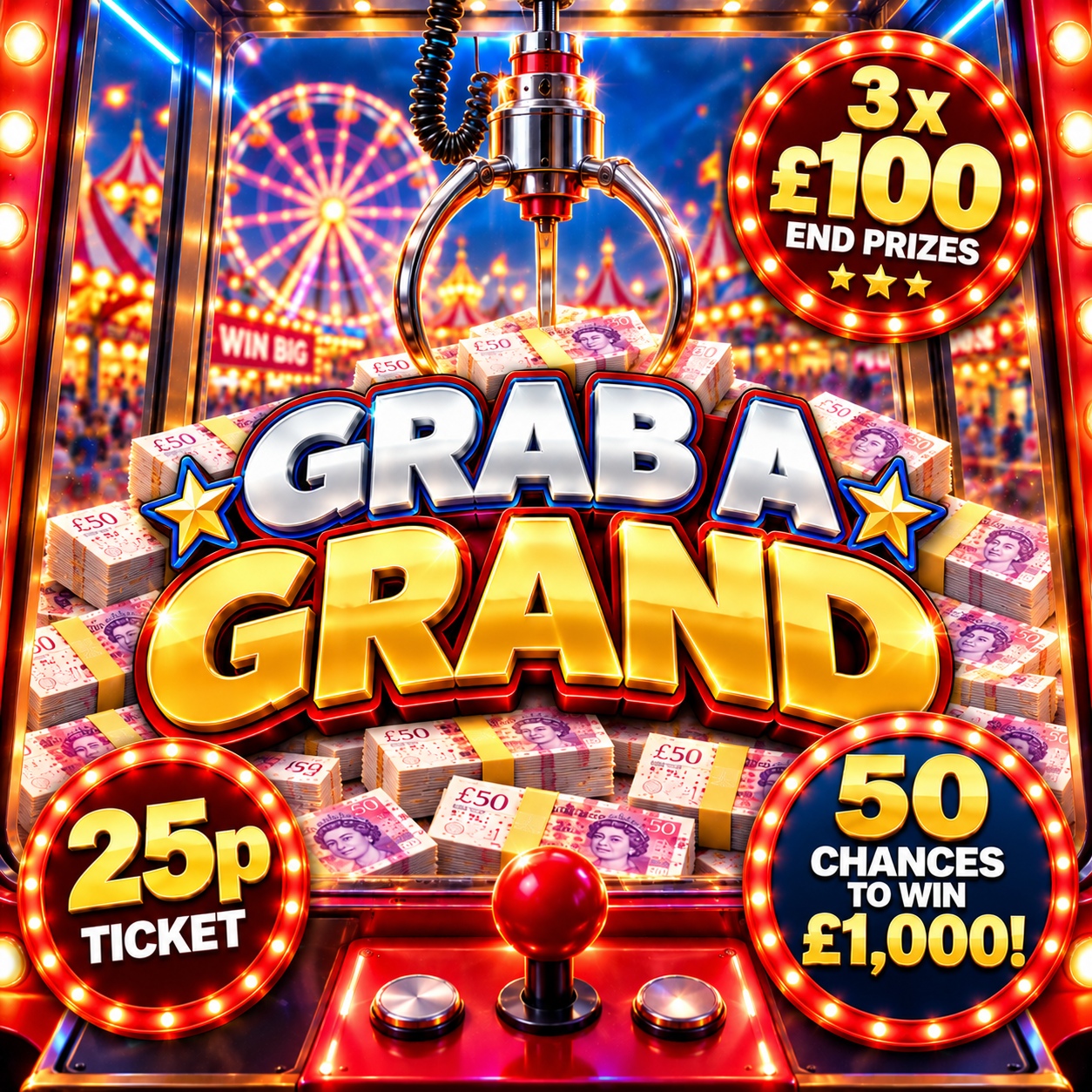 GRAB GRAND 50 CHANCES TO WIN £1000. 3 X £100 END PRIZES