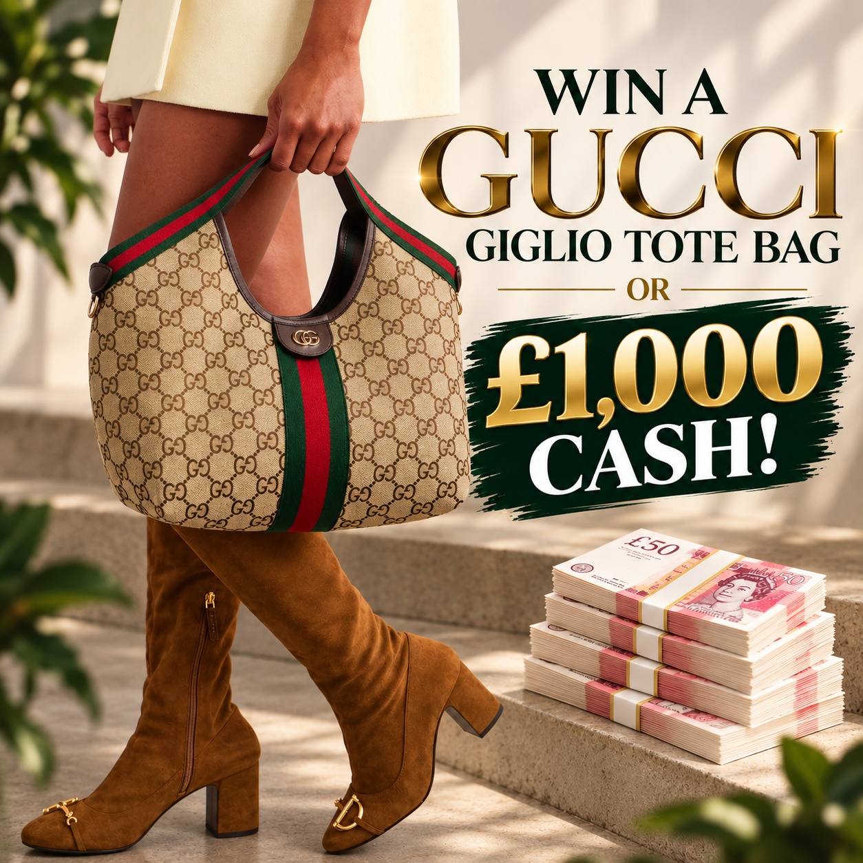 GUCCI GIGLIO TOTE BAG OR £1,000 CASH