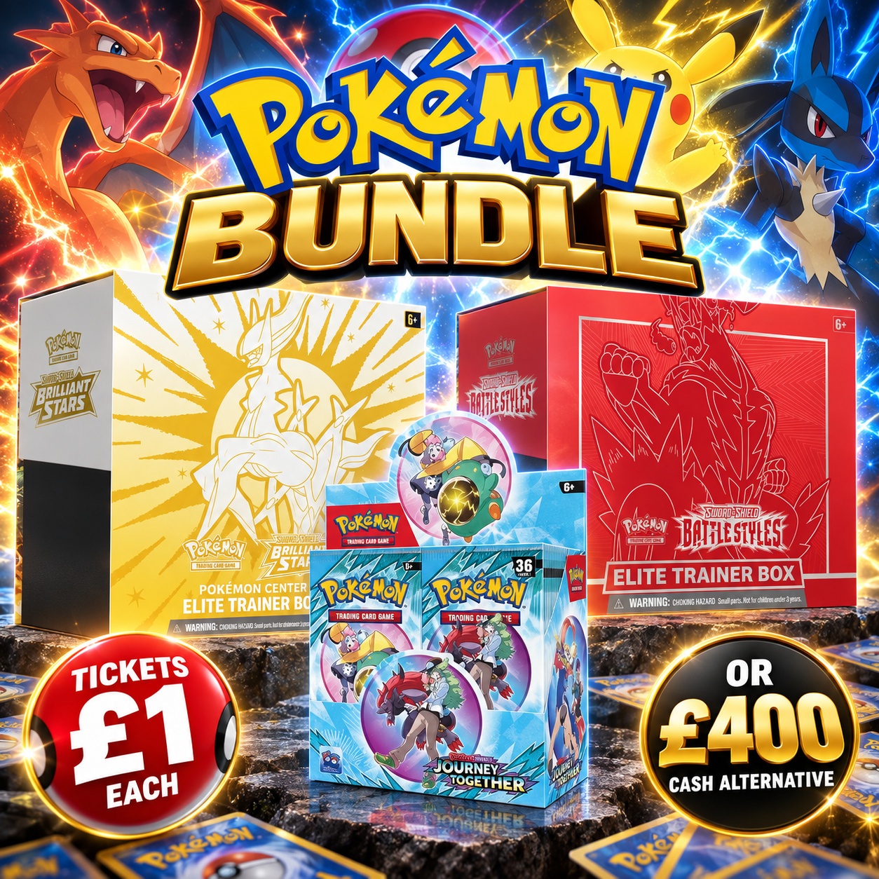 POKEMON ETB BUNDLE OR £400 CASH