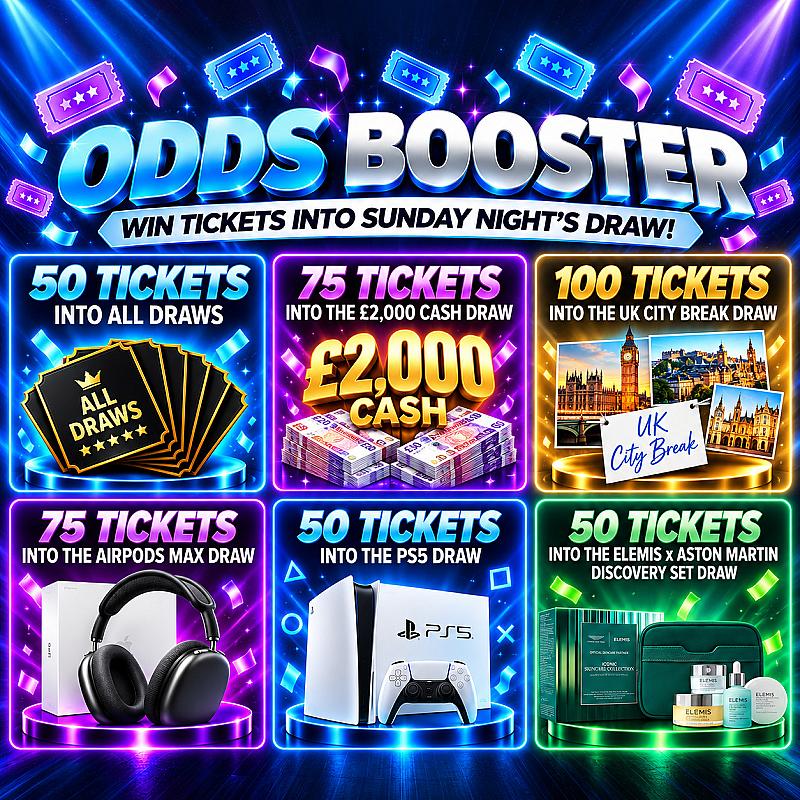 ODDS BOOSTER FOR DRAWS 18.10.26. £50 SITE CREDIT END PRIZE