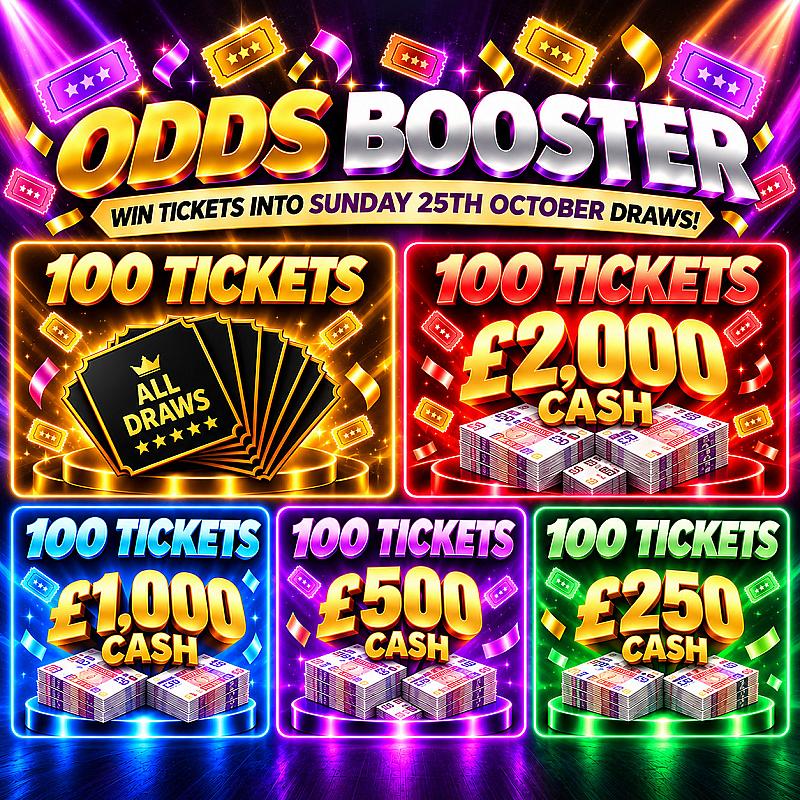 ODDS BOOSTER FOR DRAWS 25.10.26. £50 SITE CREDIT END PRIZE