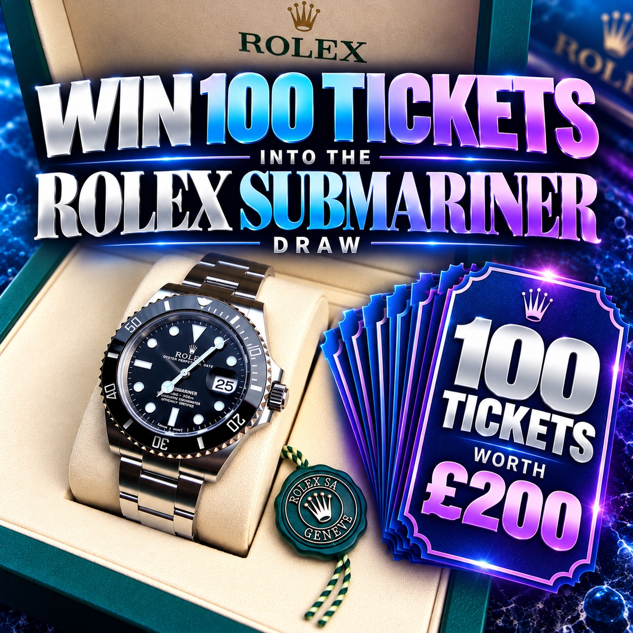 WIN 100 TICKETS INTO ROLEX + £30000 OF INSTANTS