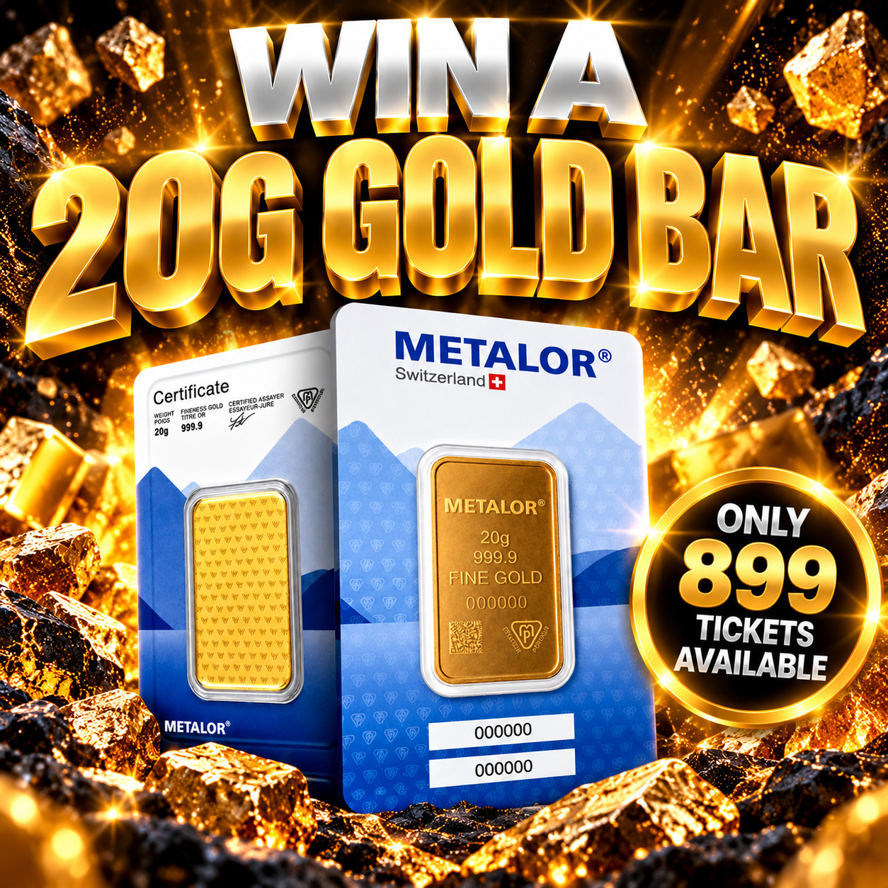 20G GOLD BAR OR £2,000 CASH