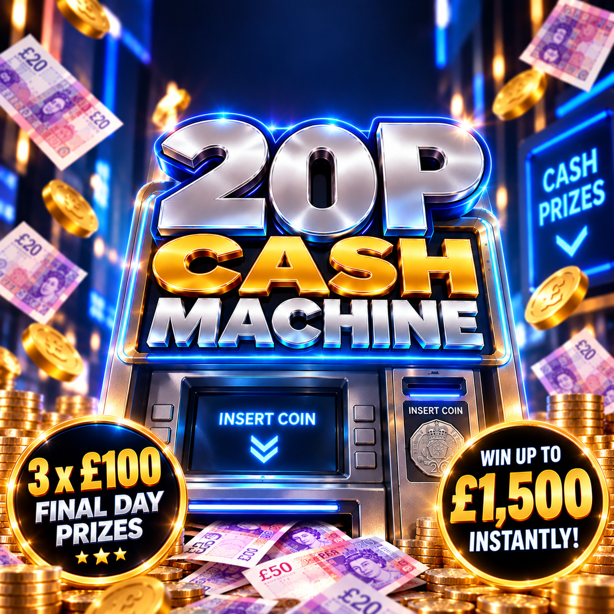 20P CASH MACHINE WIN UPTO £1500 INSTANTLY