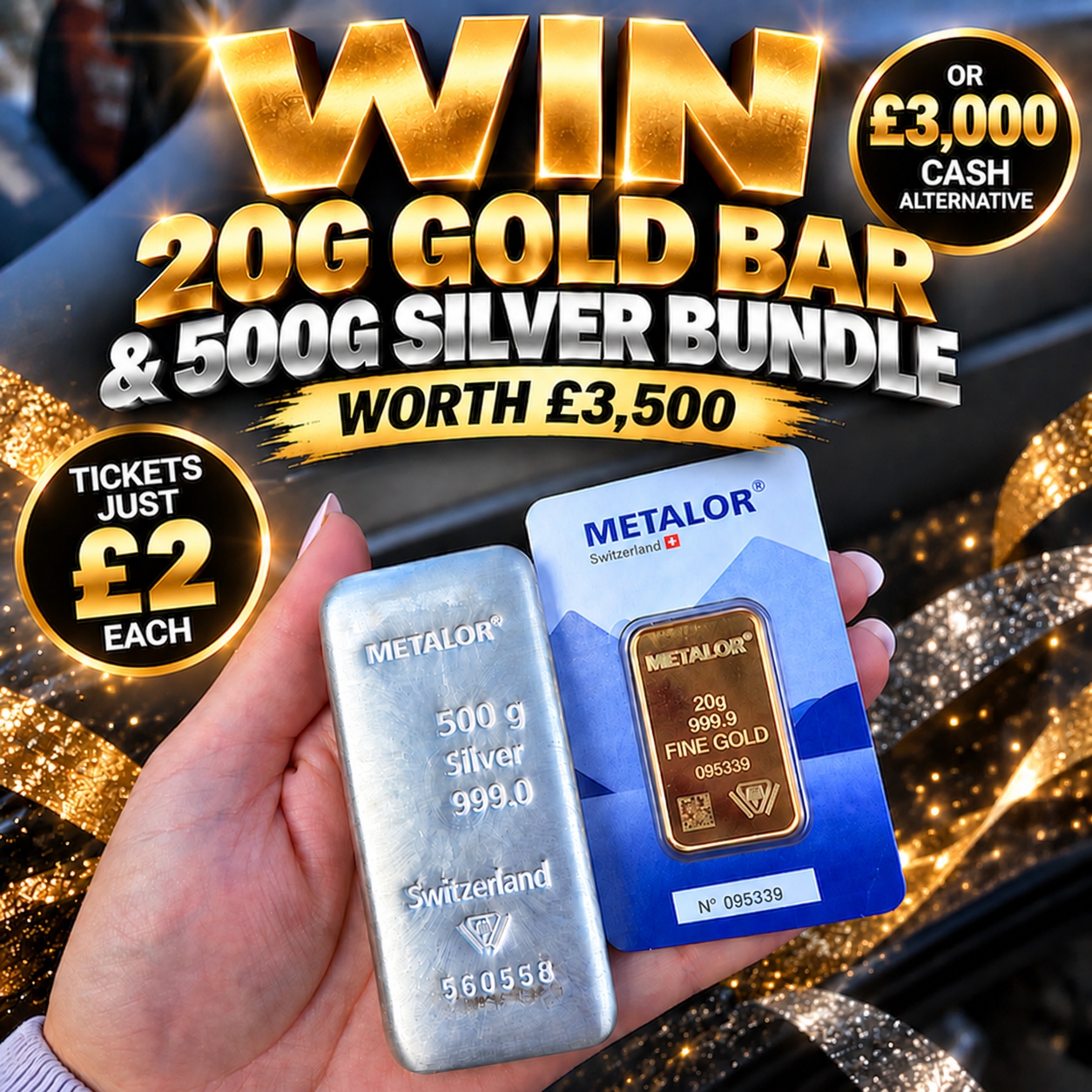 20G GOLD & 500G SILVER BUNDLE OR £3000 CASH