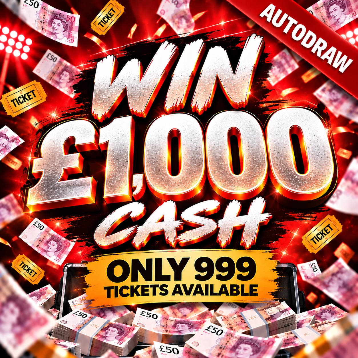 £1000 CASH LOW ODDS JUST 999 TICKETS