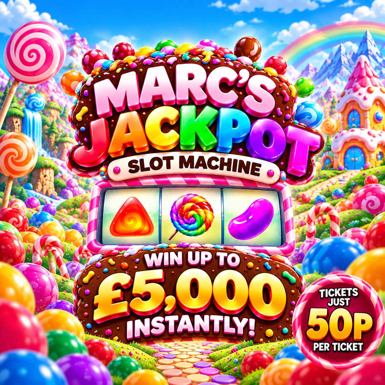 MARCS JACKPOT SLOTS WIN UP TO £5000 INSTANTLY FOR ONLY 50P