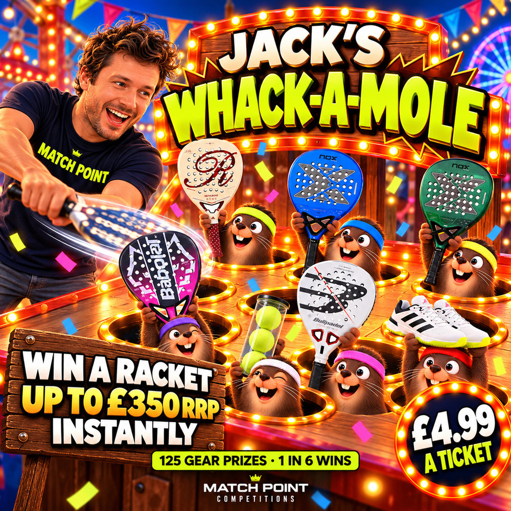 Jack’s Whack A Mole 💥 525 Instant Wins Hiding Inside. 1 in 6 Wins Something. Whack the Right Mole, Win a £350 Limited Edition Racket.