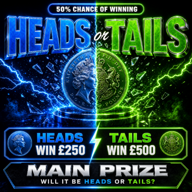 HEADS OR TAILS (50% chance of winning)