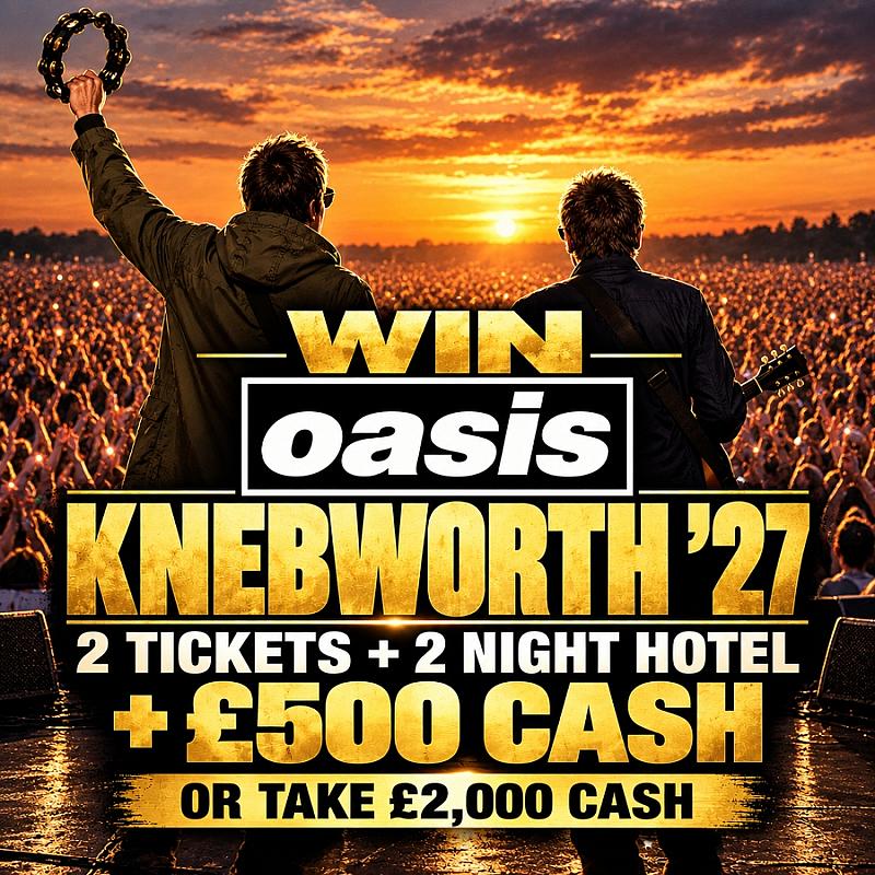 OASIS KNEBWORTH 2027 2 TICKETS + HOTEL + CASH 